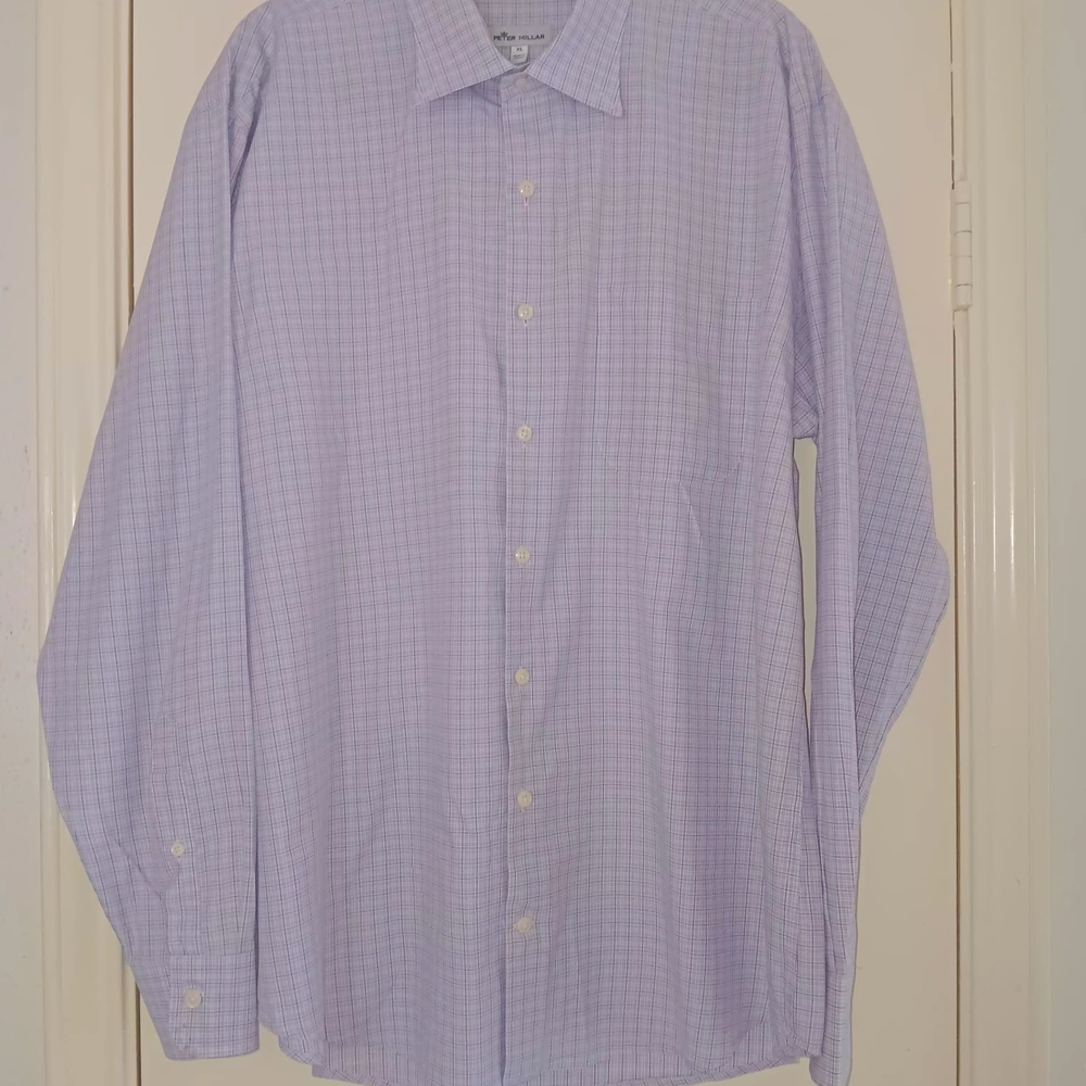 Peter Millar Lavender Checkered Dress Shirt